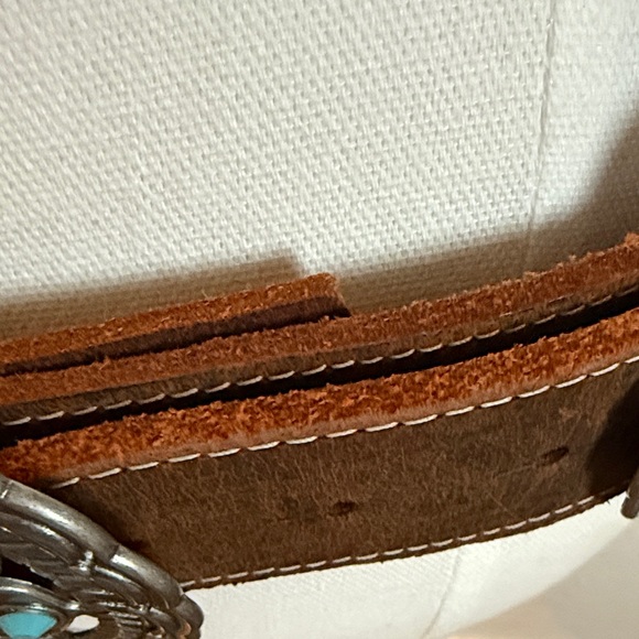 Brown Leather Belt with Silver Accents - Picture 5 of 9